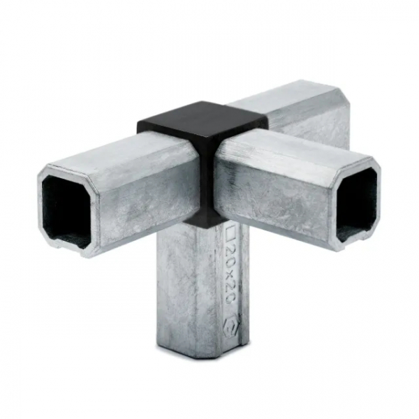Vierkantrohr Verbinder T-Stück mit 1 Abzweigung - 20x20 mm Rohre Allson